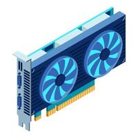 3d isometric graphic card. Isometric of device graphic card. Personal computer hardware component. Isometric technology vector