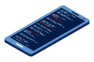 Isometric smartphone. Simple flat isometric phone. Smartphone device isometric technology. Isometric technology. vector