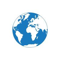 Blue and white world globe illustration. Abstract Earth globe with continents and oceans. vector
