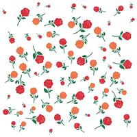 Beautiful old fashioned cotton or linen textile in retro style with a print of scattered roses on a white background vector