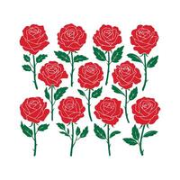 Trendy old fashioned cotton or linen textile in retro style with a print of scattered roses on a white background vector