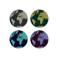 Four different colored earth globes Abstract Earth globe with continents and oceans drawn in doodle vector
