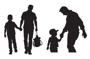 Silhouettes of a family with a child and a man vector