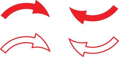 simple abstract red color arrow icon set vector