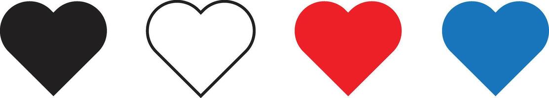 simple abstract different color of heart shape set vector