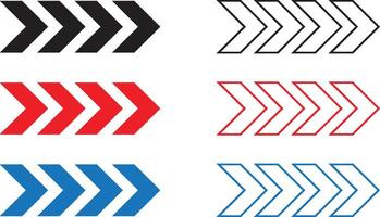 simple abstract black red color of swipe icon set of arrows pointing right in different colors and styles vector