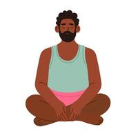 Man meditating in lotus pose on white background practicing mindfulness vector