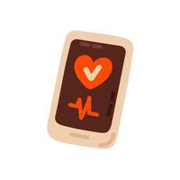 Mobile fitness application interface with heart and pulse icon for workout tracking, isolated on white background vector