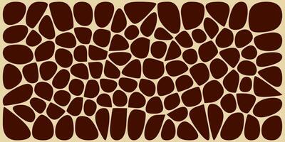 Organic pebble-like pattern with irregular dark brown shapes on a beige background, resembling giraffe or stone textures with a natural, abstract feel. vector