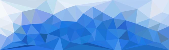 Blue low-poly abstract background with triangular geometric shapes forming a mountain-like landscape in cool tones of blue and white. vector