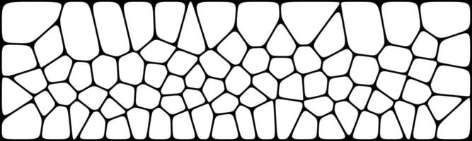 Abstract black-and-white Voronoi-style pattern with irregular, organic cells arranged in a rectangular grid, creating a natural, stone-like texture. vector