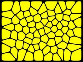 Abstract yellow mosaic pattern with irregular black grid lines, resembling stained glass or giraffe skin texture. vector
