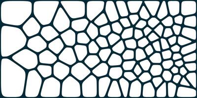 Abstract organic mesh pattern with irregular polygonal cells, gradually decreasing in size from left to right, resembling a cellular or cracked surface structure. vector
