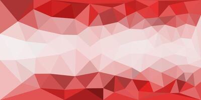 Low-poly abstract background in shades of red and pink, forming triangular facets with a light center gradient, creating a dynamic and modern geometric look. vector