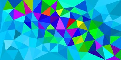Vibrant abstract low-poly pattern with colorful triangles in blue, green, purple, and red tones, creating a dynamic and modern geometric background. vector
