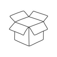 Hand drawn outline box open icon simple silhouette flat style. vector