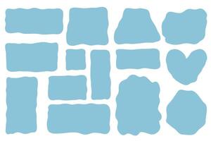 Organic blobs set. Abstract liquid shapes, fluid bubbles, wavy oval spot, curvy Amoeba rectangle box vector