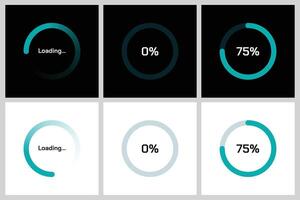 Progress Bar and Circular Loader UI Elements with Percentage vector