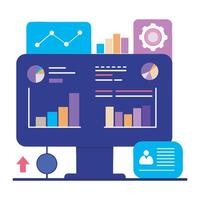 Futuristic data analytics dashboard with graphs vector
