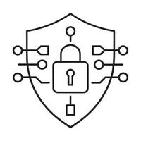 Cybersecurity and ai protection outline vector