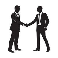 Silhouette of business men shaking hands for partnership and deal art vector