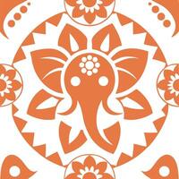 Abstract floral illustration elephant head religious seamless mandala pattern with vintage ornament vector
