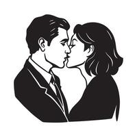 Couple kissing silhouette design for romantic and valentine projects vector