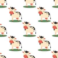Seamless pattern with cow. Flat style. . vector