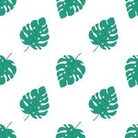 Seamless pattern with tropical green leaves. Monstera on a white background. Suitable for fabric design, cover, background. vector