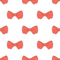 Seamless pattern with red bow on white background. vector
