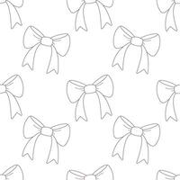Seamless pattern with outline bows, ribbons. Cute simple linear background. vector