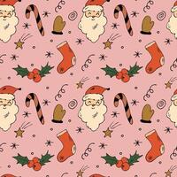 Christmas and New Year pattern in doodle style. vector