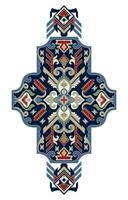 Geometric elements and symbolic patterns found in tribal textiles vector