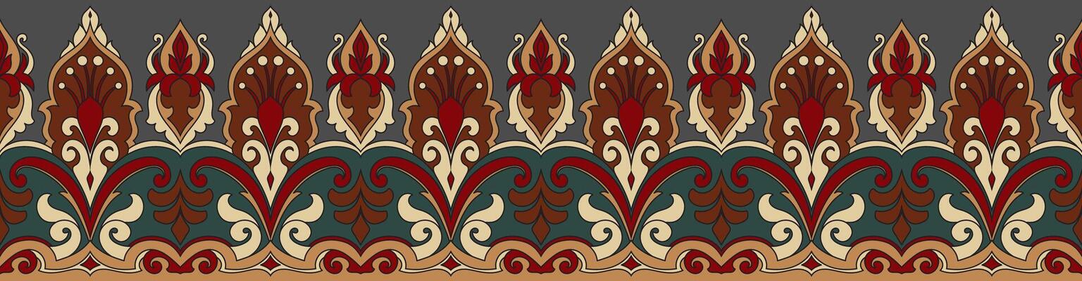 Carpet-style border with vintage aesthetics and seamless pattern flow