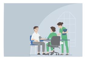 nurses activity check patient for blood pressure monitoring health using technology to detect hypertension vector