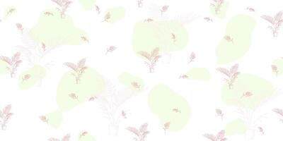 Seamless pattern with houseplants. Chaotic composition on white background. illustration for wrapping paper, covers, textile print. vector