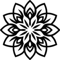 Black and White Symmetrical Floral Pattern Leaf Motif for Nature-Inspired Designs vector