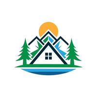 Sunset Beach Resort Logo Circular Design with Ocean, Palm Trees, and Relaxed Aesthetic vector