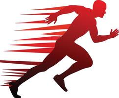 Silhouette of a running man with speed lines vector