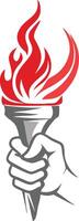 Stylized Torch Logo Hand Holding Flaming Torch for Strength and Inspiration Branding vector