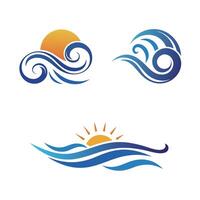 Scenic Ocean View Stylized Sunset and Water Waves for Beach and Nature Design vector