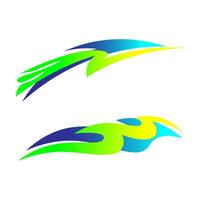 Dynamic blue green neon glow abstract shapes on isolated background vector