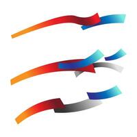 Abstract dynamic red silver blue ribbon on isolated background vector