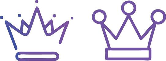Two stylized crowns in a gradient purple color. vector