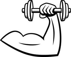 Powerful arm lifting a dumbbell, perfect for fitness motivation. vector
