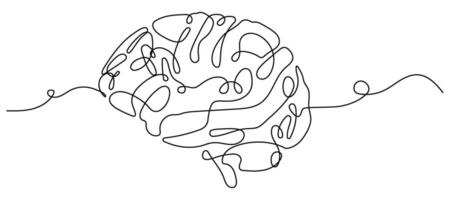 Brain Line Drawing in Minimalist Style vector