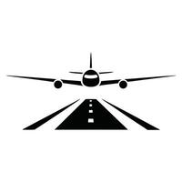Plane On Runway Minimalist Black And White Icon vector