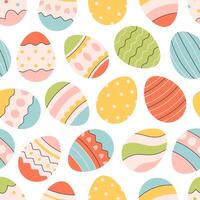 Easter eggs seamless pattern. Painted eggs. Happy Easter. Design for banner, wallpaper, textile, wrapping paper, background, cards. vector