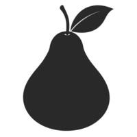 Simple Black Pear Illustration With Leaf And Stem Graphic Element vector