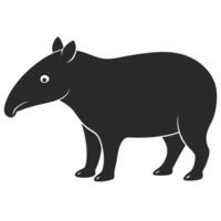 Simple Black And White Silhouette Illustration Of An Endangered Malayan Tapir vector